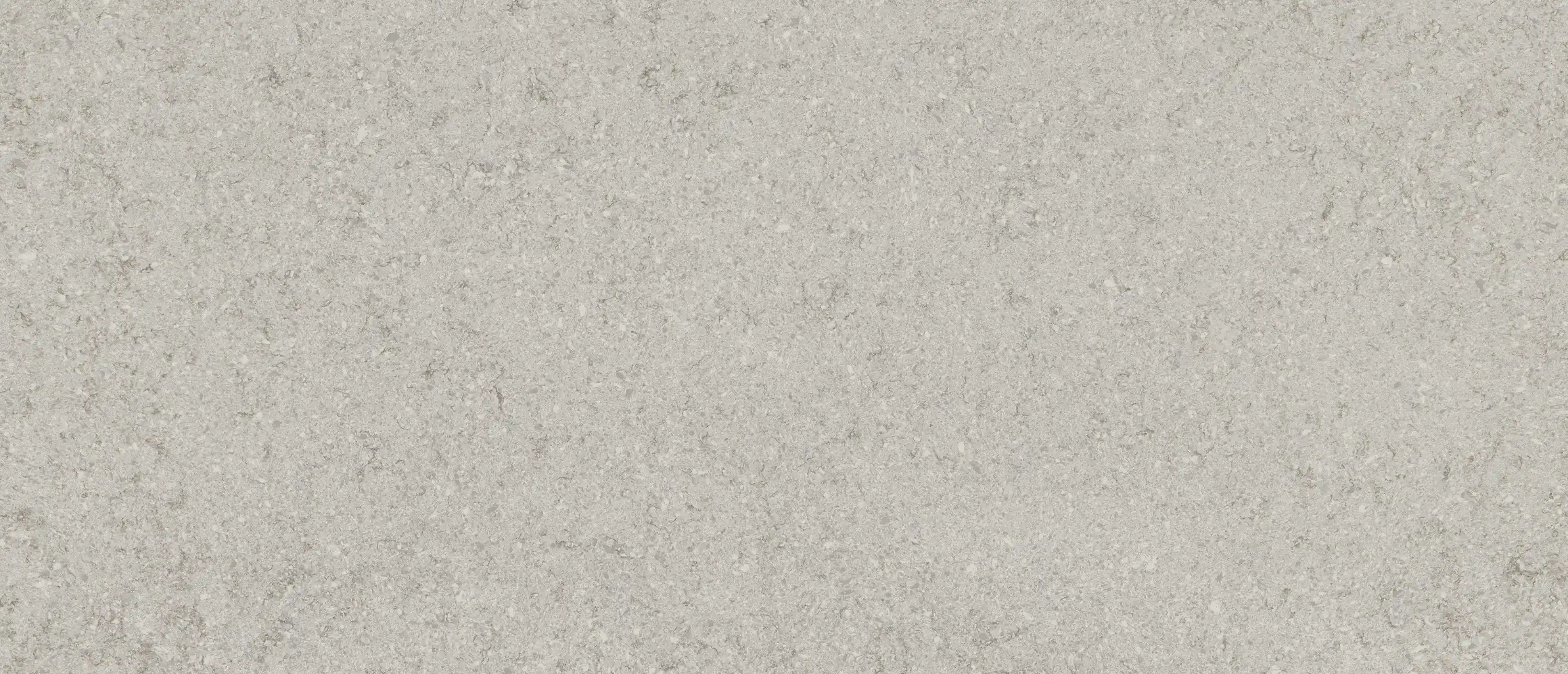 Close view of a light gray quartz slab with a fine speckled pattern