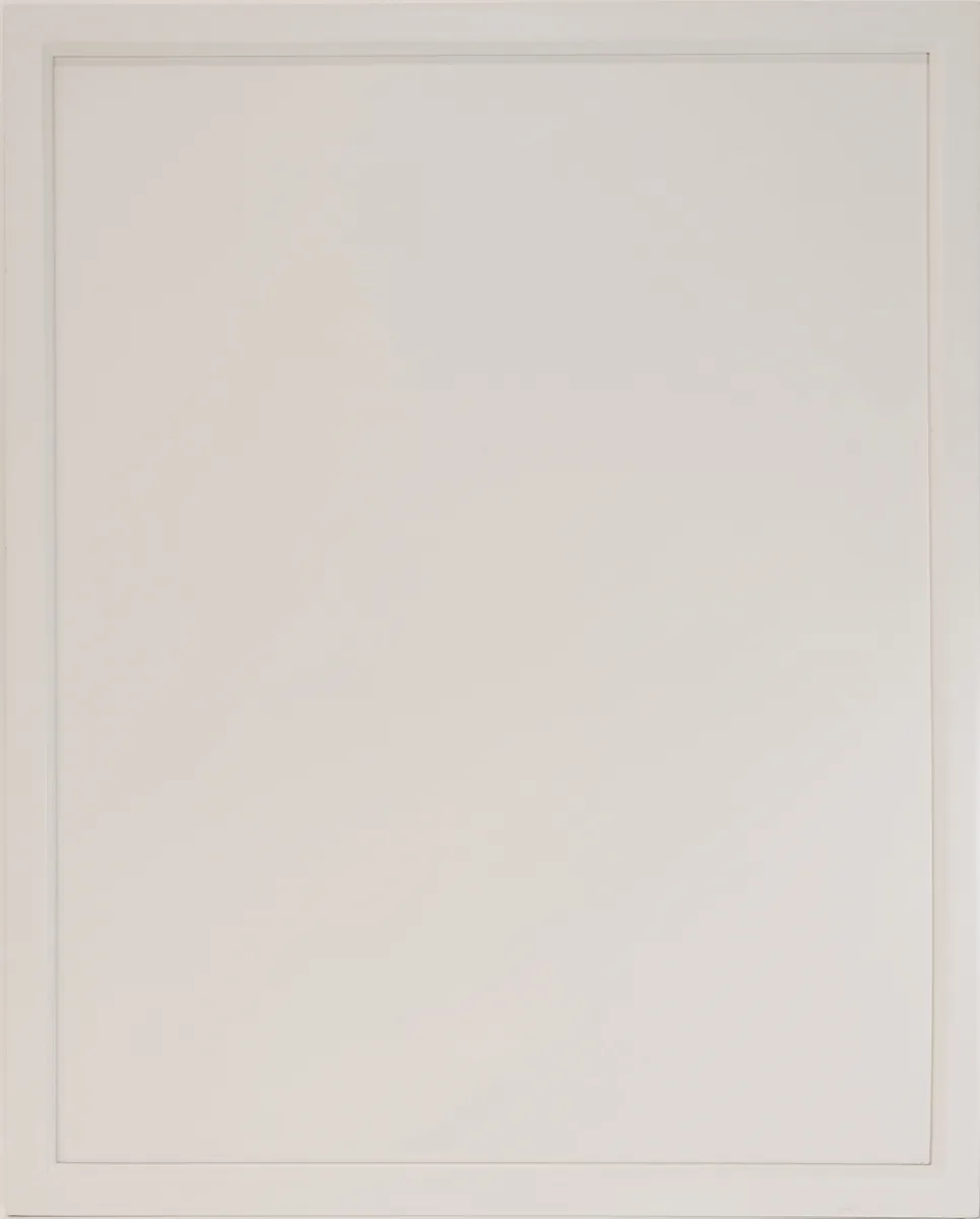 White cabinet door with a slim shaker frame