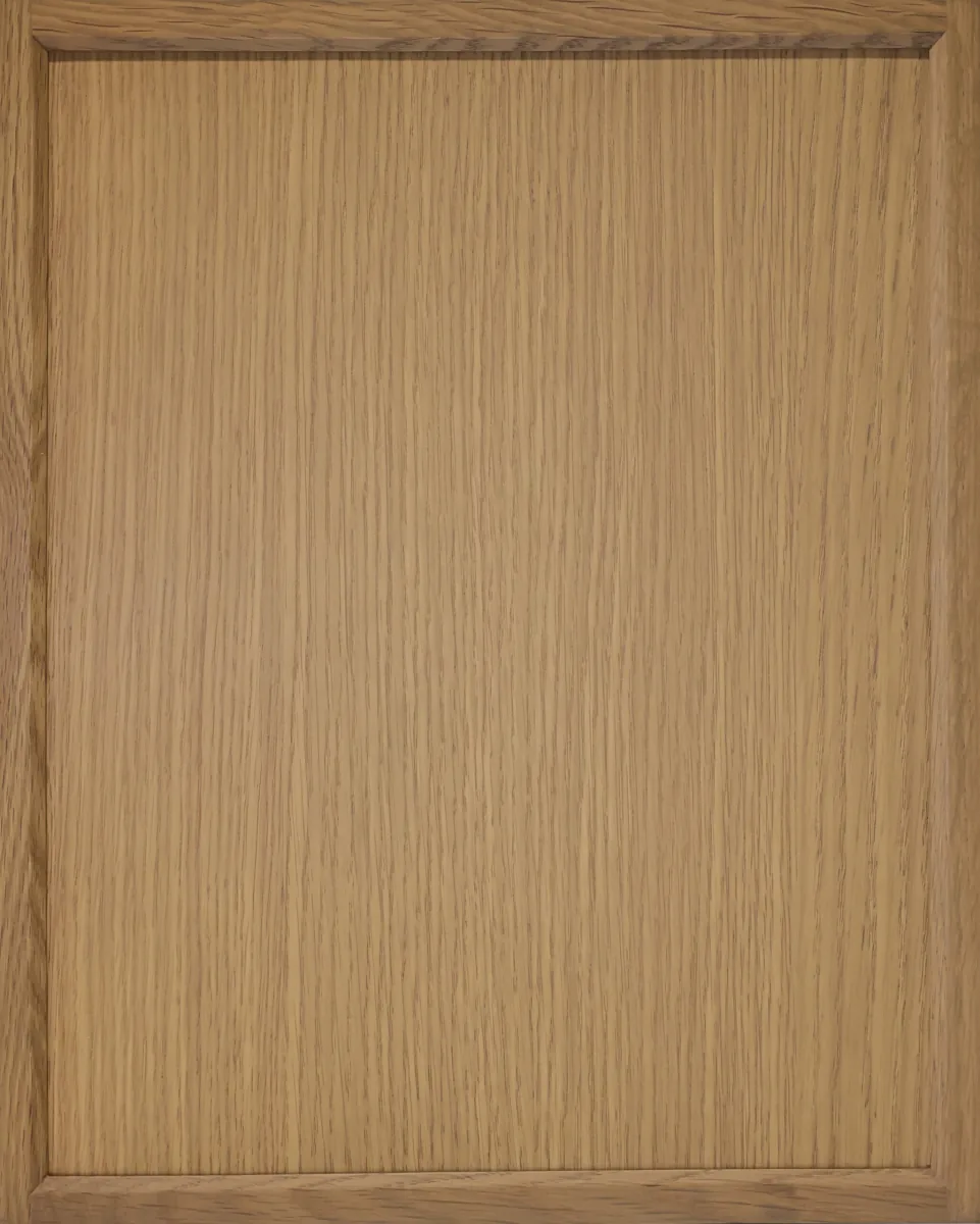 Light oak cabinet door with straight grain and a slim frame