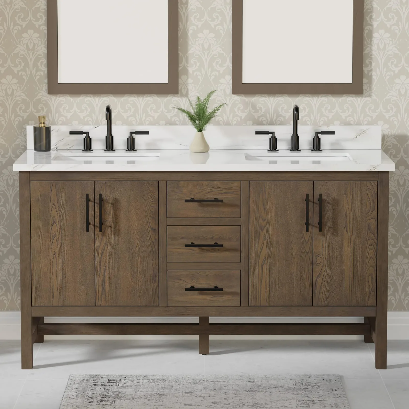 Antique elm bathroom vanity