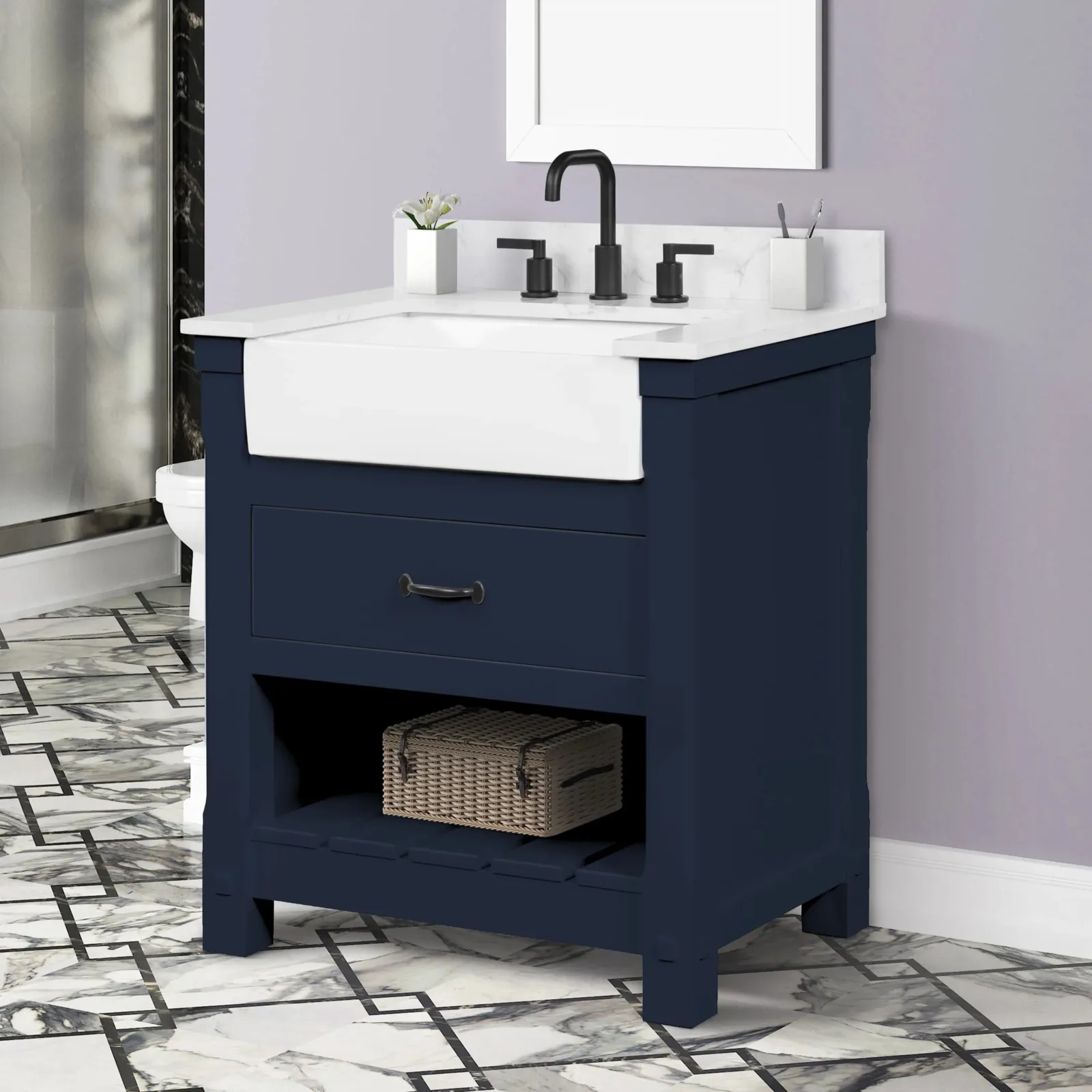 Farmhouse sink bathroom vanity